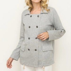 Double Breasted Terry Jacket Mystree Knit Blazer